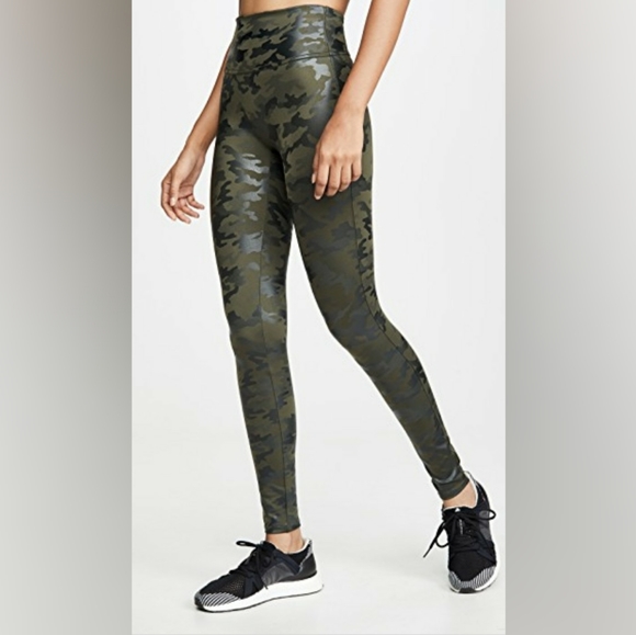 spanx green camo faux leather high rise leggings - Picture 5 of 6